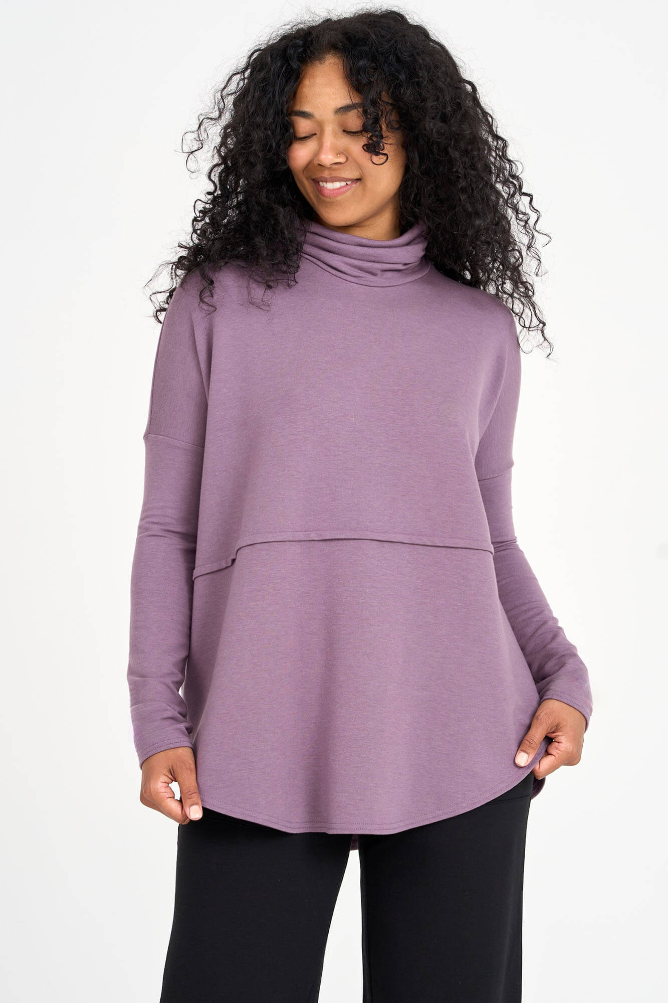 Oversized Mauve Turtleneck Sweater Oversized Abigail Loose Neck