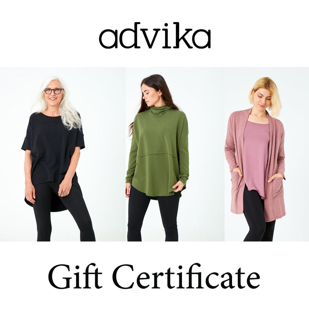 gift certificate poster for Canadian made women's loungewear